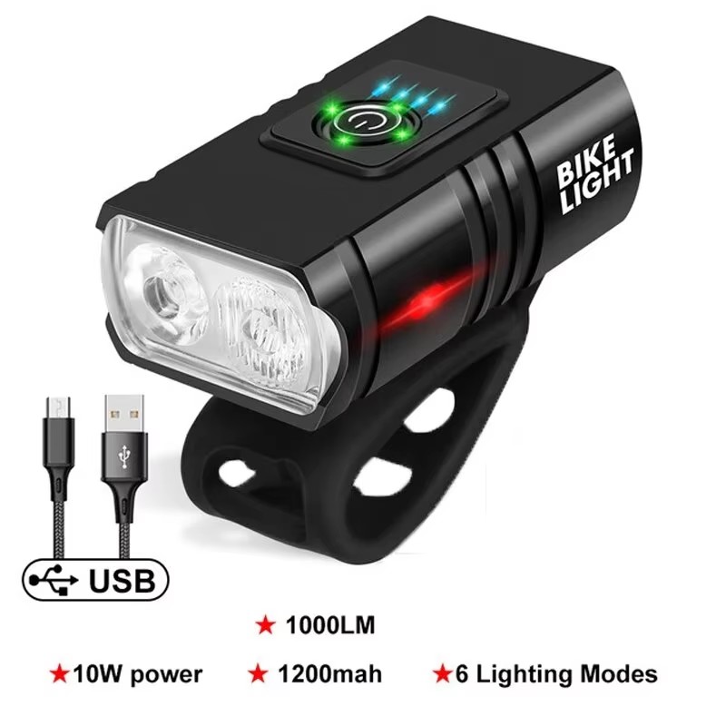 Cycling Gear Charging Station - مصباح أمامي LED للدراجة T6S، كشاف